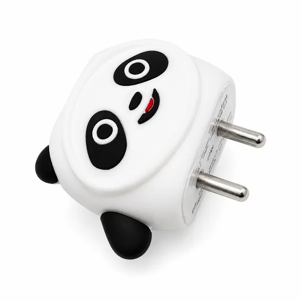 Panda_Silicone_Charger_Cable_Protector_Set_Of_4_Black_White-_Only_for_Iphone_(18-20_Watt_Charger)