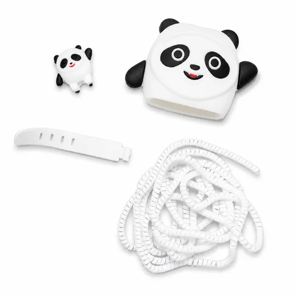 Panda_Silicone_Charger_Cable_Protector_Set_Of_4_Black_White-_Only_for_Iphone_(18-20_Watt_Charger)