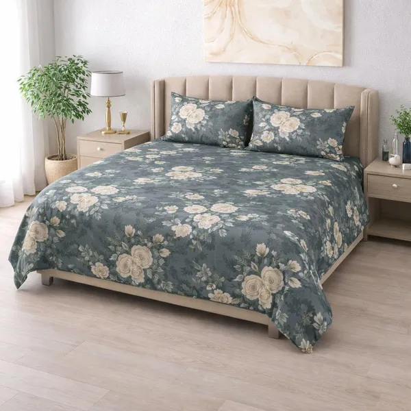 Cotton_Grey_Bedsheet_With_2_Pillow_Covers