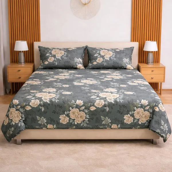 Cotton_Grey_Bedsheet_With_2_Pillow_Covers