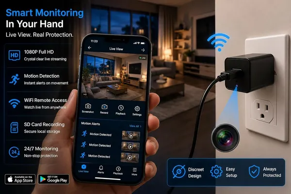 Usb_Charger_Camera_1080p_Hd_Spy_Camera_For_Home_Hidden_With_Motion_Detection_App_View_Charger_Spy_Camera_With_Sd_Card_Recording_For_Home_Office_Security_Sd_Card_Not_Included