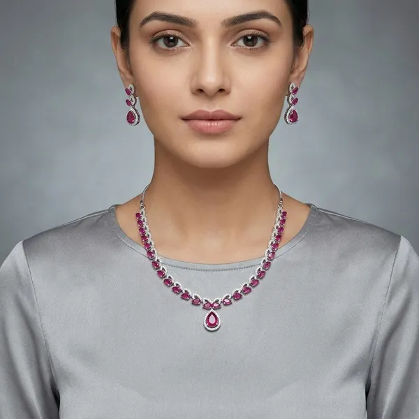 Multicolor_Brass_&_Cubic_Zirconia_Necklace_Set_For_Women