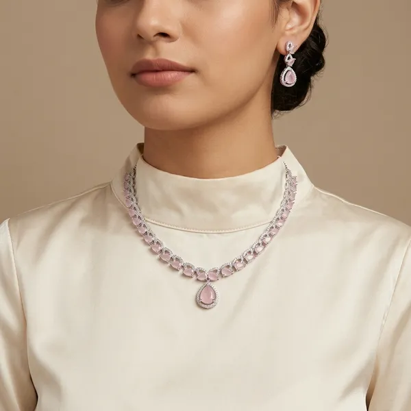 Multicolor_Brass_&_Cubic_Zirconia_Necklace_Set_For_Women