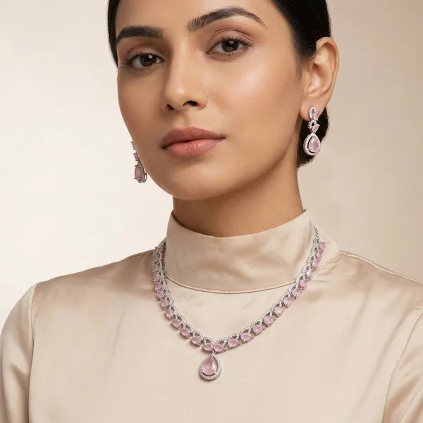 Multicolor_Brass_&_Cubic_Zirconia_Necklace_Set_For_Women