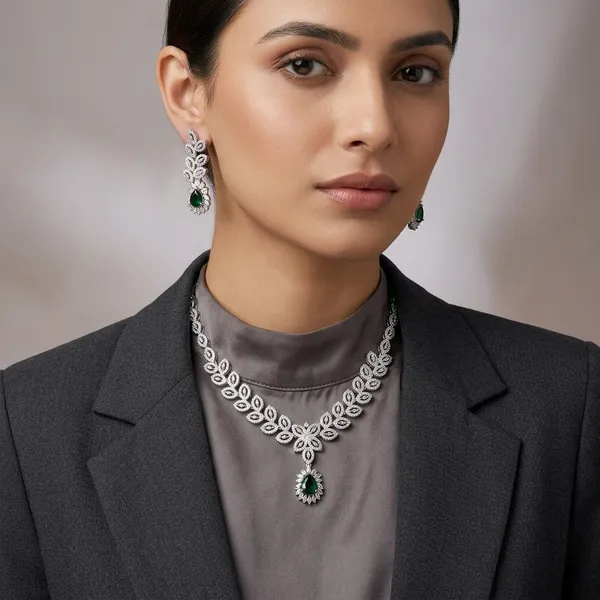 Multicolor_Brass_&_Cubic_Zirconia_Necklace_Set_For_Women