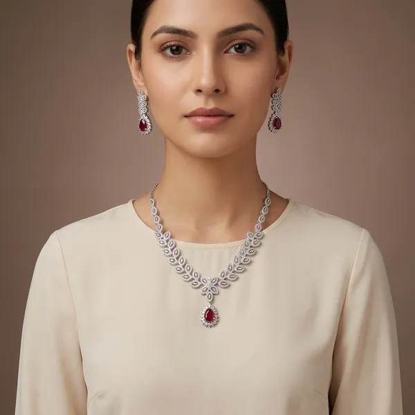 Multicolor_Brass_&_Cubic_Zirconia_Necklace_Set_For_Women