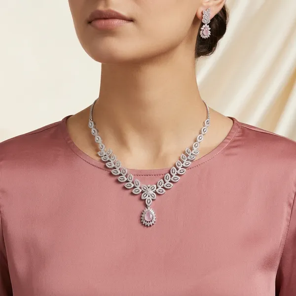 Multicolor_Brass_&_Cubic_Zirconia_Necklace_Set_For_Women