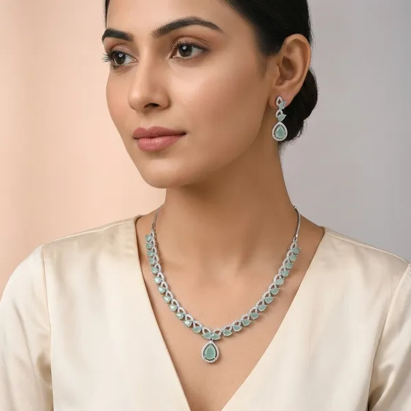Multicolor_Brass_&_Cubic_Zirconia_Necklace_Set_For_Women