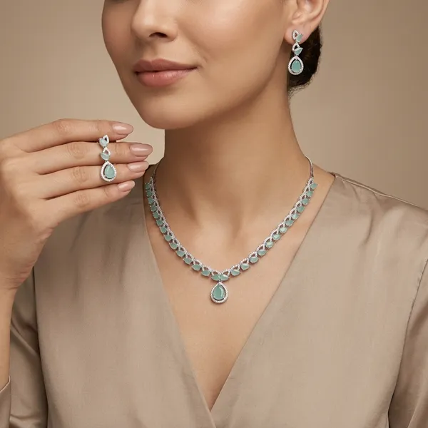 Multicolor_Brass_&_Cubic_Zirconia_Necklace_Set_For_Women