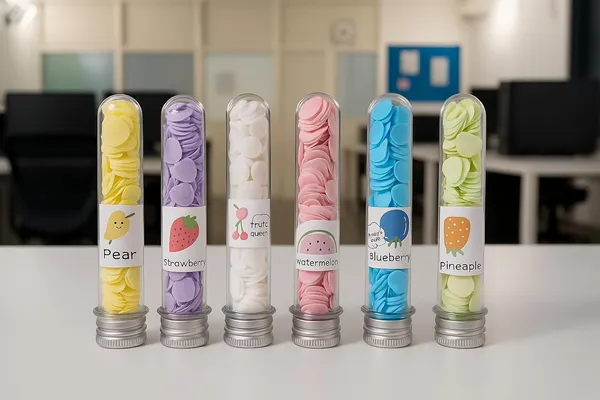 6-in-1_Fruit_Paper_Soap_Set__Pear,_Pineapple,_Watermelon,_Strawberry,_Cherry_&_Blueberry_|_Heart-Shaped_Travel_Soap_Strips_in_Test_Tube_Jars_|_Portable,_Fragrant_&_Disposable_Hand_Wash
