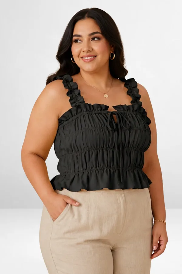 Ruched_Ruffle_Strap_Crop_Top