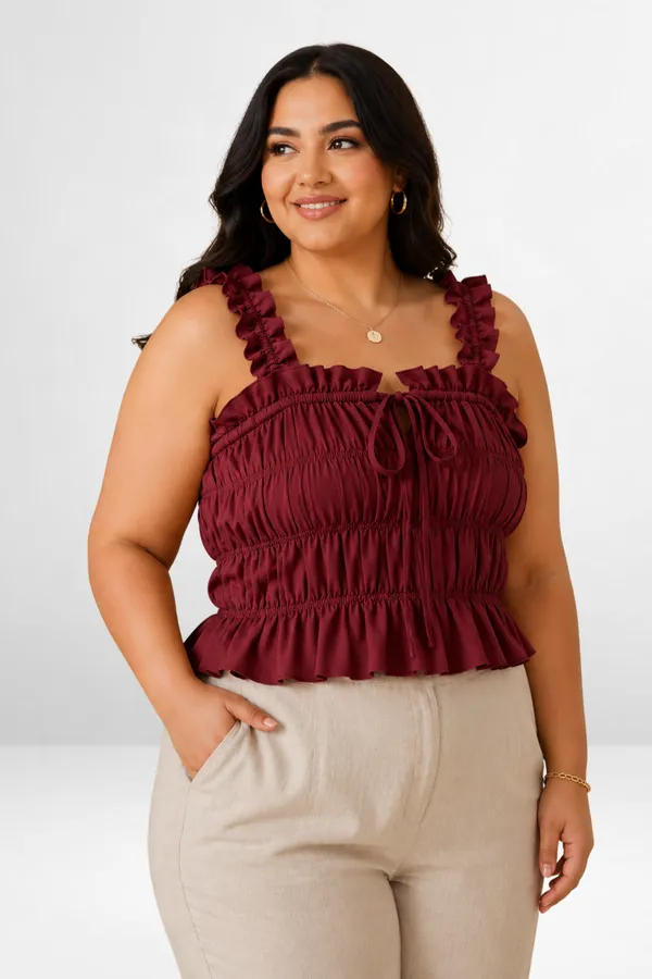 Ruched_Ruffle_Strap_Crop_Top