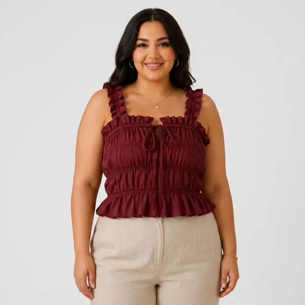 Ruched_Ruffle_Strap_Crop_Top