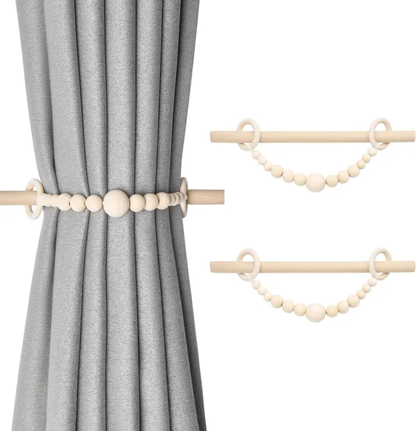 2_Pack_Wood_Bead_Curtain_Tiebacks_|_Boho_Farmhouse_Drapery_Holders