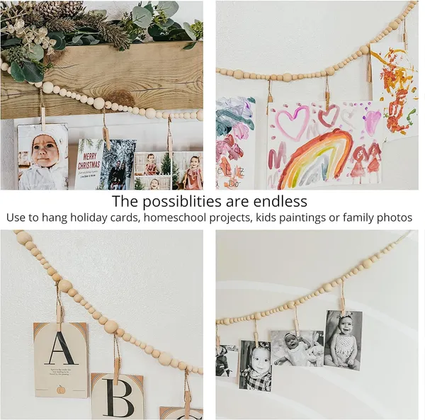 Wood_Bead_Photo_Display_Garland_|_4Ft_Boho_Wall_DÃ©cor