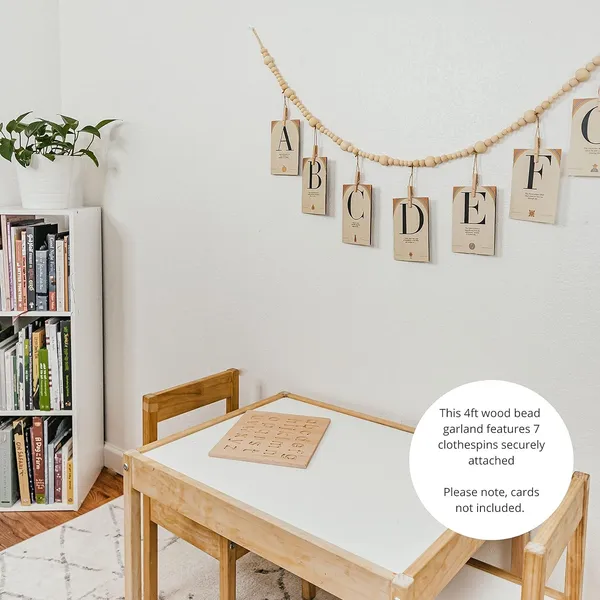Wood_Bead_Photo_Display_Garland_|_4Ft_Boho_Wall_DÃ©cor