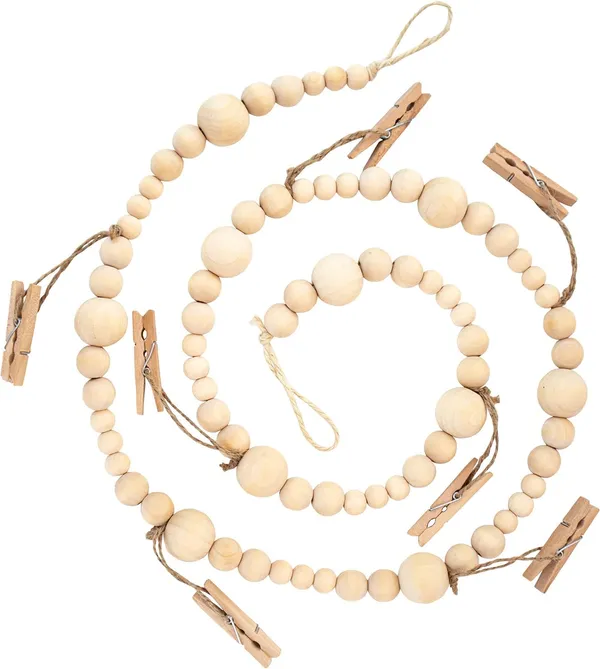 Wood_Bead_Photo_Display_Garland_|_4Ft_Boho_Wall_DÃ©cor