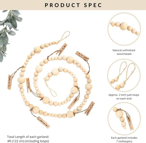 Wood_Bead_Photo_Display_Garland_|_4Ft_Boho_Wall_DÃ©cor
