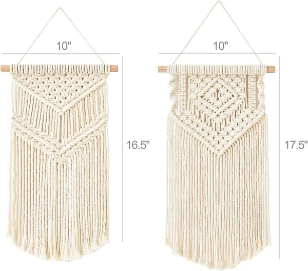 2_Pcs_Small_Macrame_Wall_Hanging_|_Boho_Woven_Wall_DÃ©cor