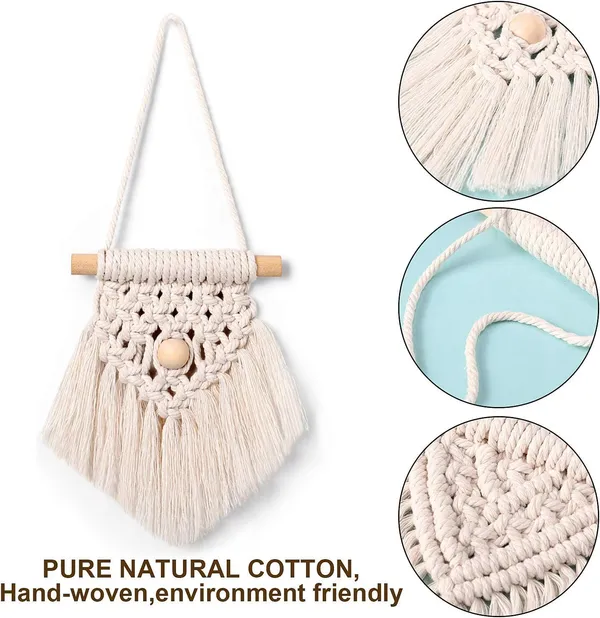 5_Pcs_Mini_Macrame_Wall_Hanging_|_Boho_Cotton_Tassel_DÃ©cor