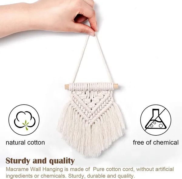 5_Pcs_Mini_Macrame_Wall_Hanging_|_Boho_Cotton_Tassel_DÃ©cor