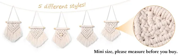 5_Pcs_Mini_Macrame_Wall_Hanging_|_Boho_Cotton_Tassel_DÃ©cor