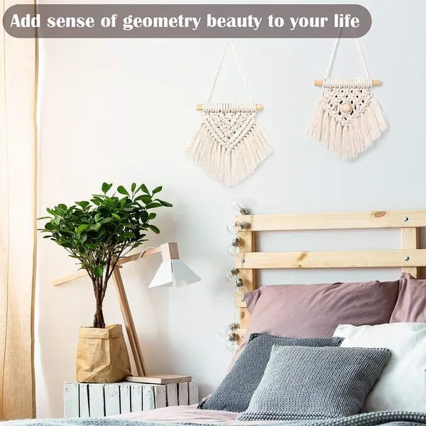 5_Pcs_Mini_Macrame_Wall_Hanging_|_Boho_Cotton_Tassel_DÃ©cor