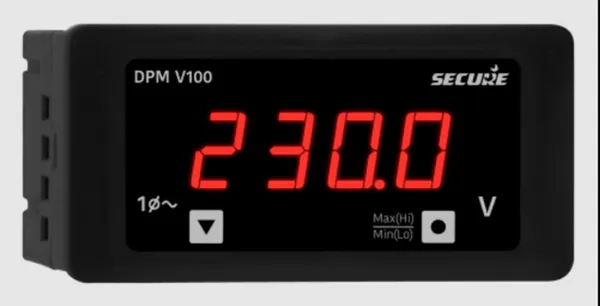 DPM_V100_Secure_V100_Ac_Digital_Voltmeter_1Ph_4-Digit_LED_Display_96X96Mm