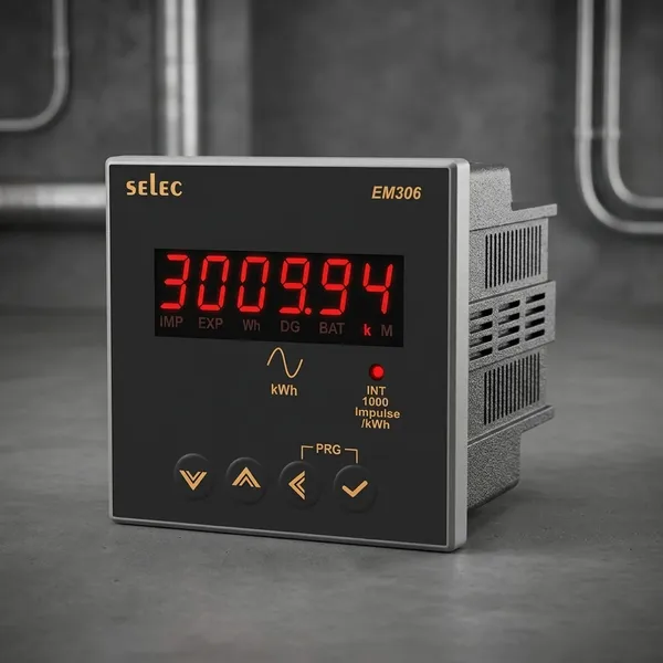 Selec_Em306_LED_Kwh_Digital_Energy_Meter_Panel_Mount
