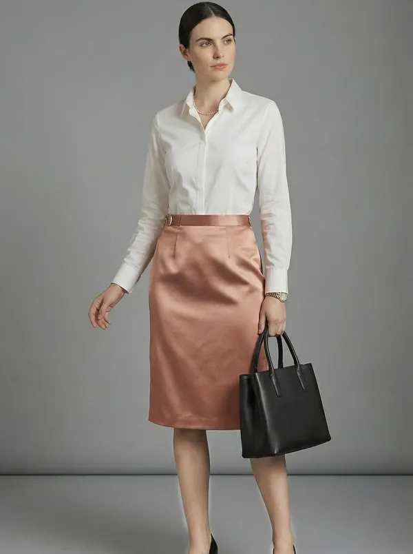 Rosé_Éclat_Rose_Gold_Cotton_Satin_Skirt_For_Women