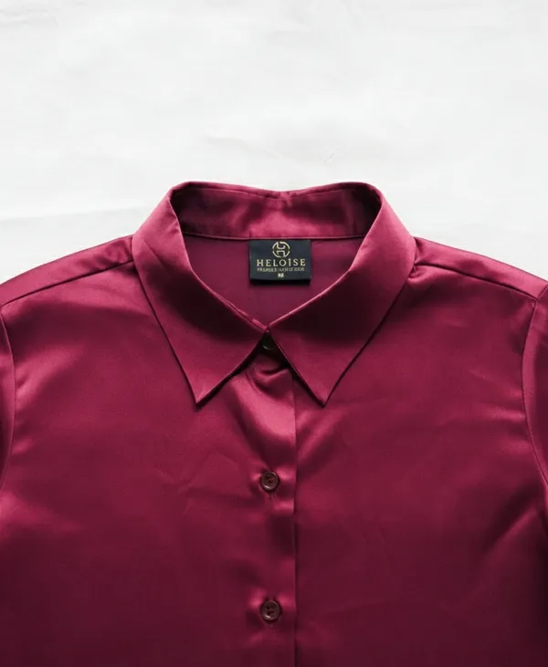 Bordeaux_Poise_Maroon_Cotton_Satin_Formal_Shirt_For_Women