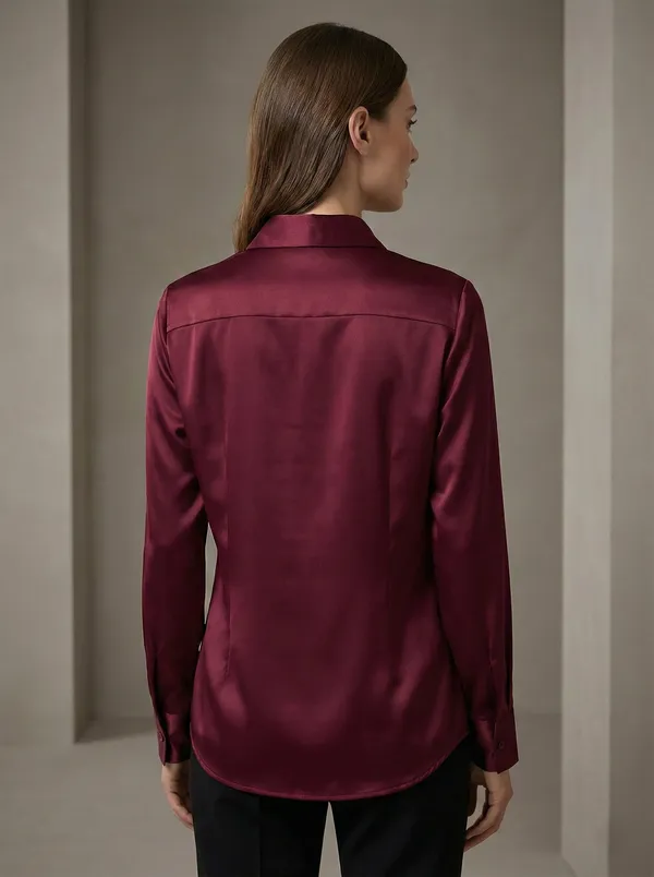 Bordeaux_Poise_Maroon_Cotton_Satin_Formal_Shirt_For_Women