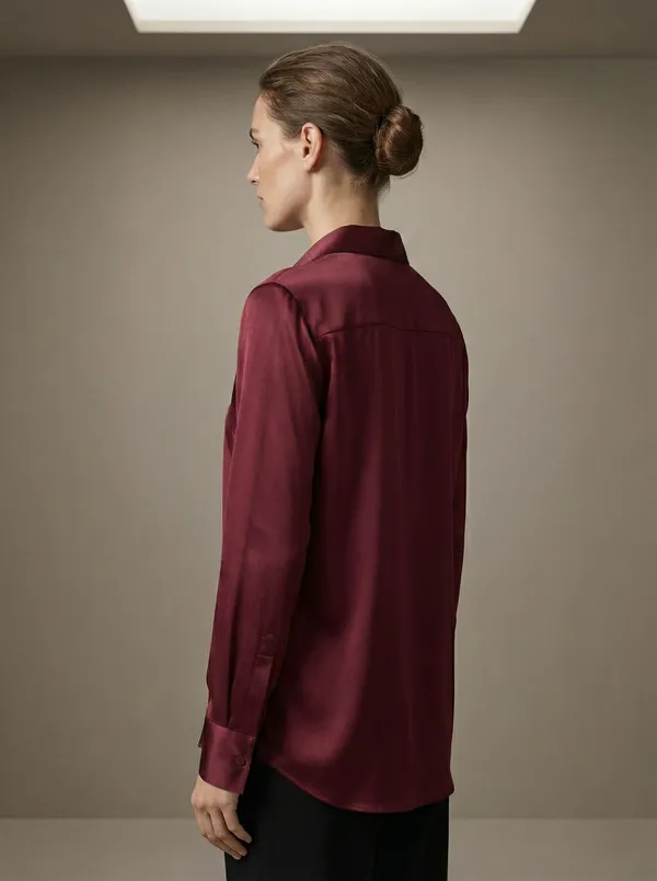 Bordeaux_Poise_Maroon_Cotton_Satin_Formal_Shirt_For_Women