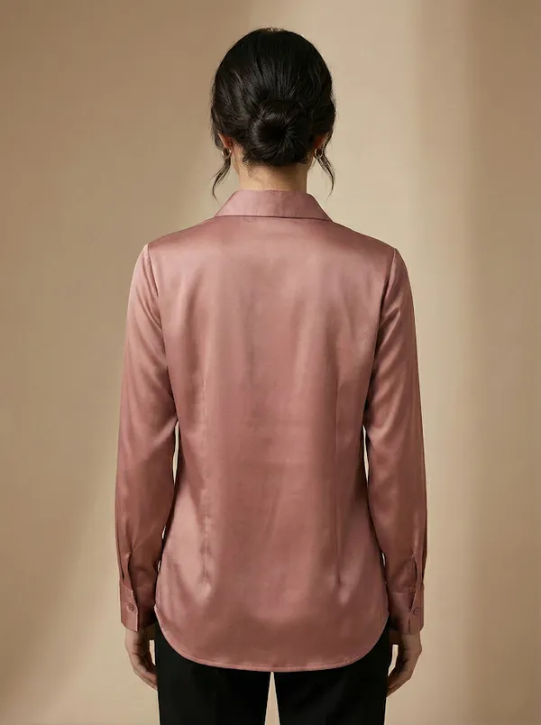 Rosé_Éclat_Rose_Gold_Cotton_Satin_Shirt_For_Women