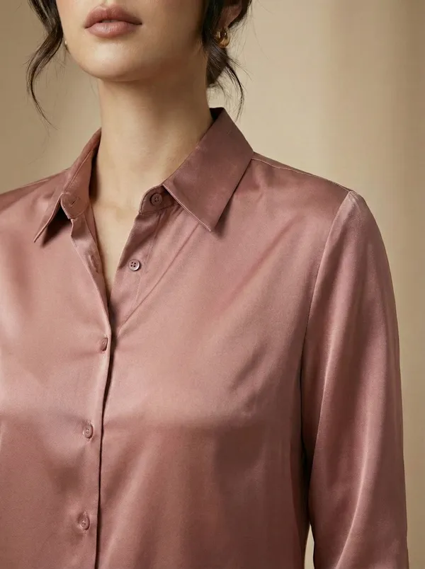 Rosé_Éclat_Rose_Gold_Cotton_Satin_Shirt_For_Women