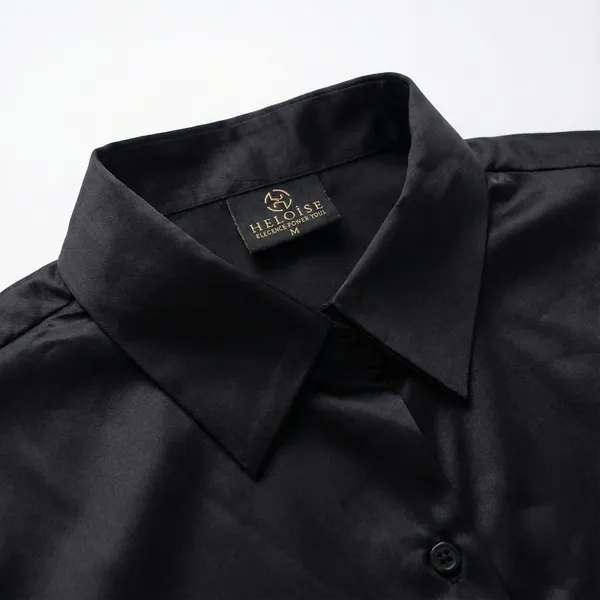Noir_Poise_Black_Cotton_Satin_Formal_Shirt_For_Women