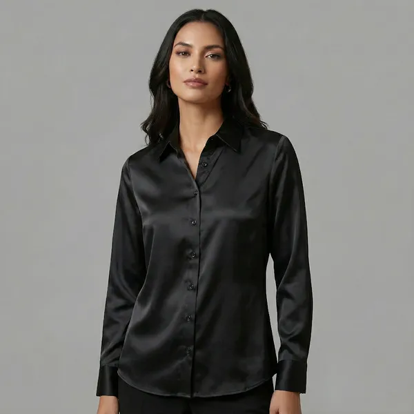 Noir_Poise_Black_Cotton_Satin_Formal_Shirt_For_Women