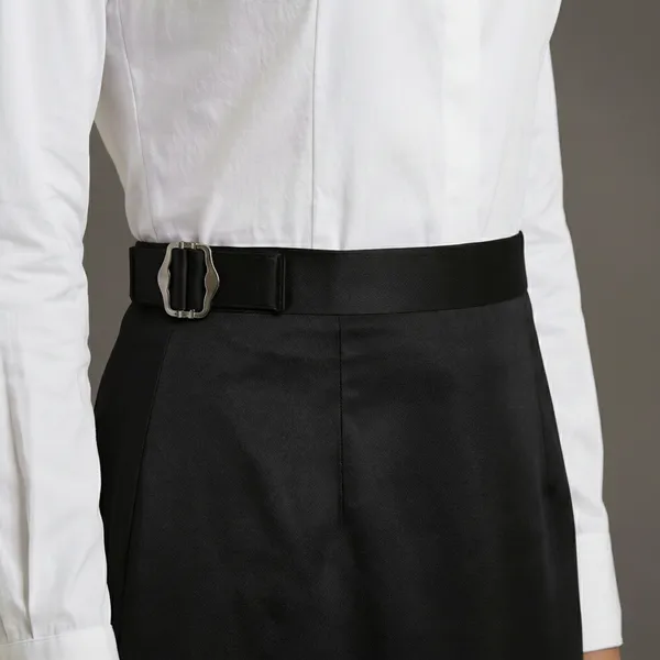 Noir_Poise_Black_Cotton_Satin_Side_Buckle_Skirt_For_Women