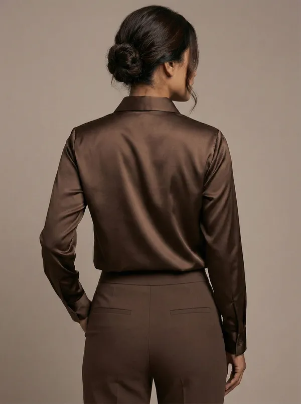 Mocha_Allure_Brown_Cotton_Satin_Formal_Shirt_For_Women