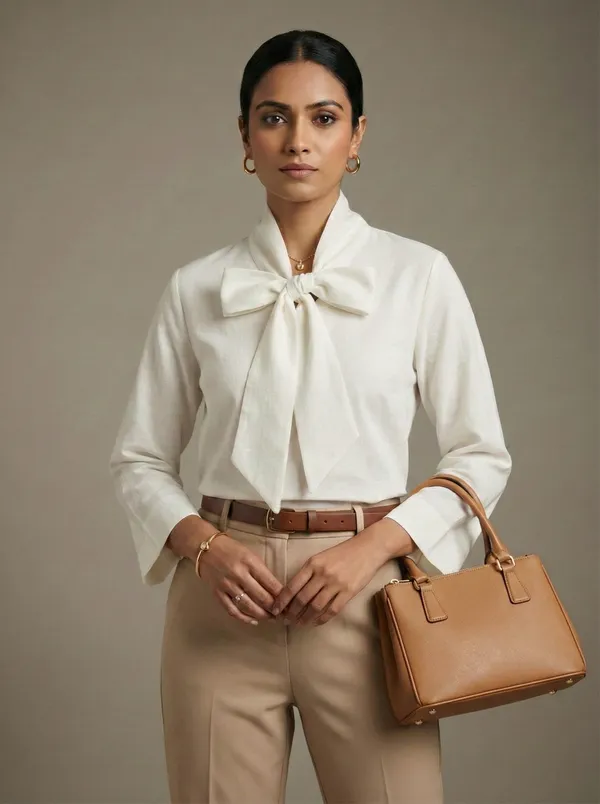 Ivoire_White_Cotton_Bow_Front_Top_For_Women