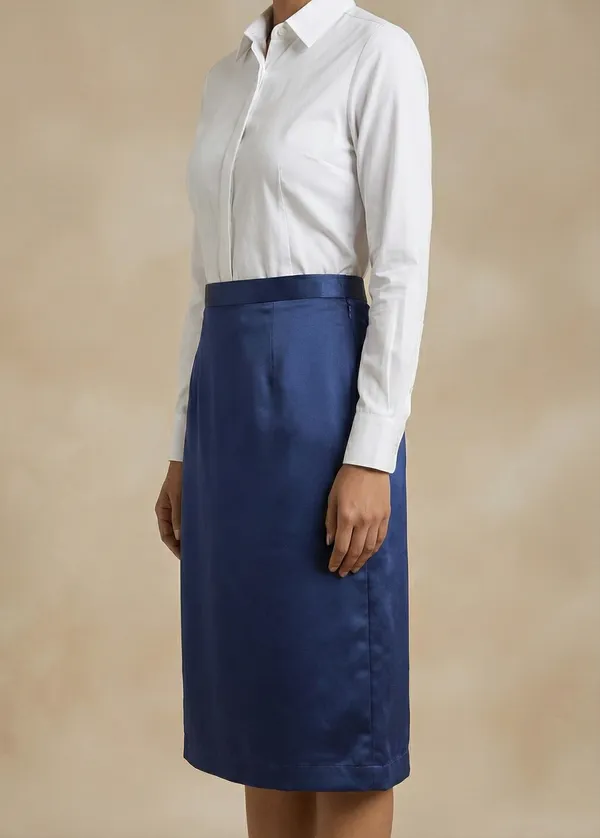 Azure_Poise_Blue_Cotton_Satin_Tailored_Skirt_For_Women