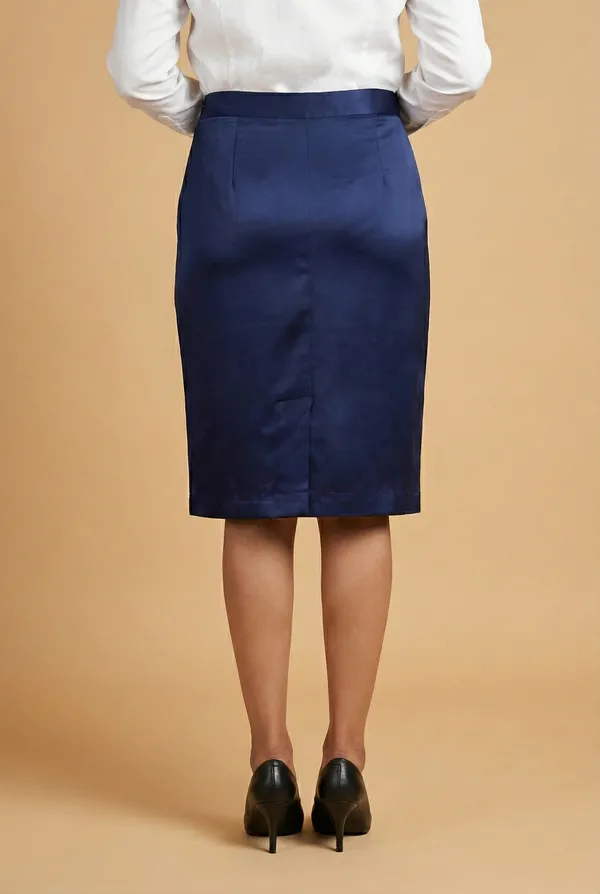 Azure_Poise_Blue_Cotton_Satin_Tailored_Skirt_For_Women