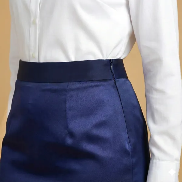 Azure_Poise_Blue_Cotton_Satin_Tailored_Skirt_For_Women