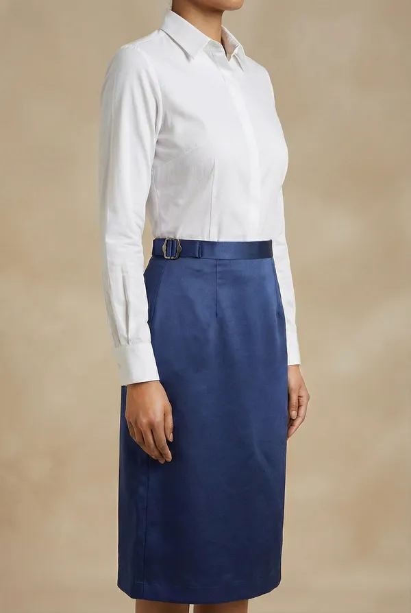Azure_Poise_Blue_Cotton_Satin_Tailored_Skirt_For_Women
