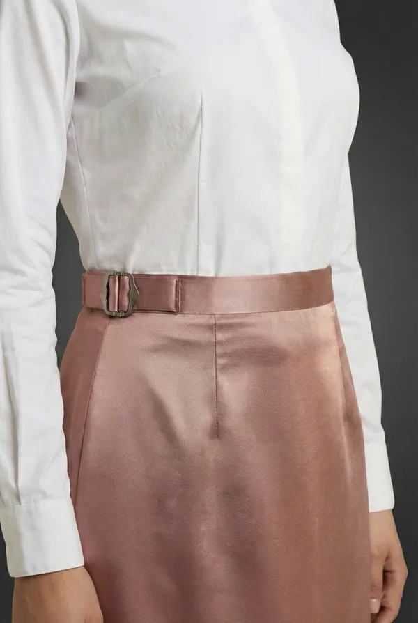 Rosé_Éclat_Rose_Gold_Cotton_Satin_Skirt_For_Women