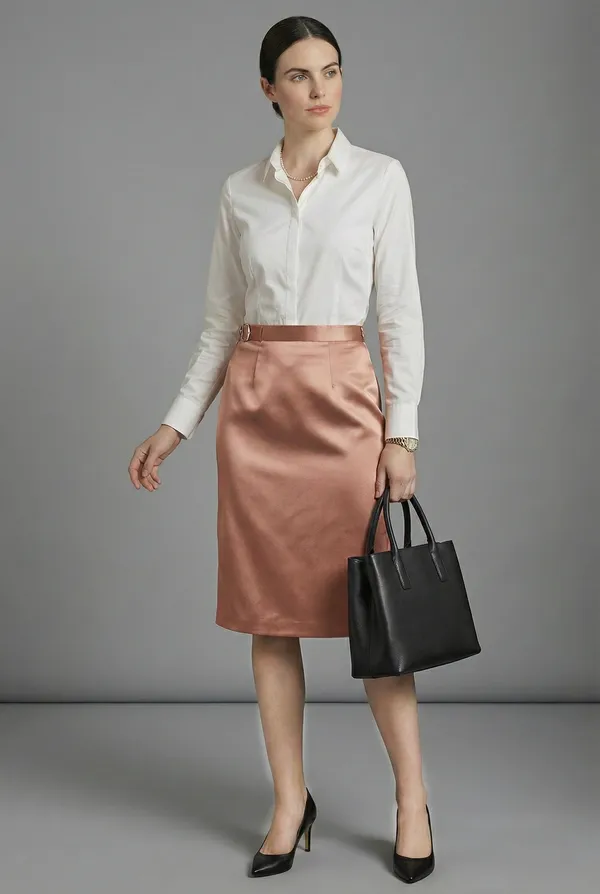 Rosé_Éclat_Rose_Gold_Cotton_Satin_Skirt_For_Women