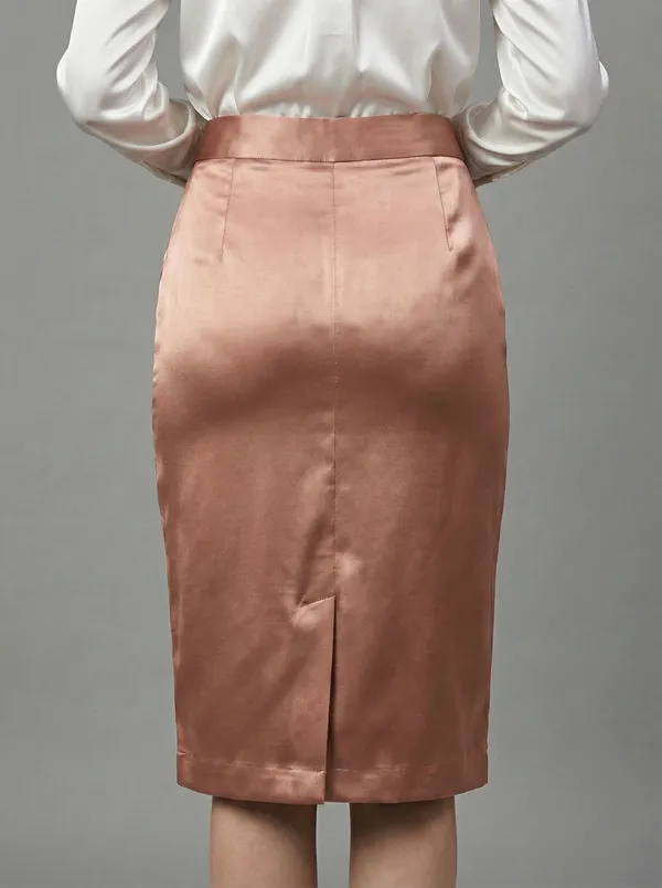 Rosé_Éclat_Rose_Gold_Cotton_Satin_Skirt_For_Women