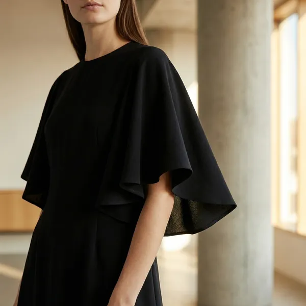 Ardoise_Élance_Black_Flowy_Sleeve_Shift_Dress_For_Women