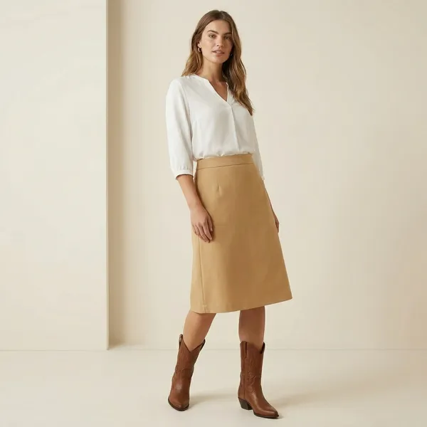 Citrine_Calme_Yellow_A-Line_Midi_Skirt_For_Women