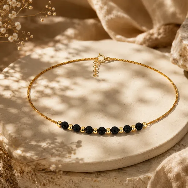 Rova_Golden_And_Black_Beads_Anklet